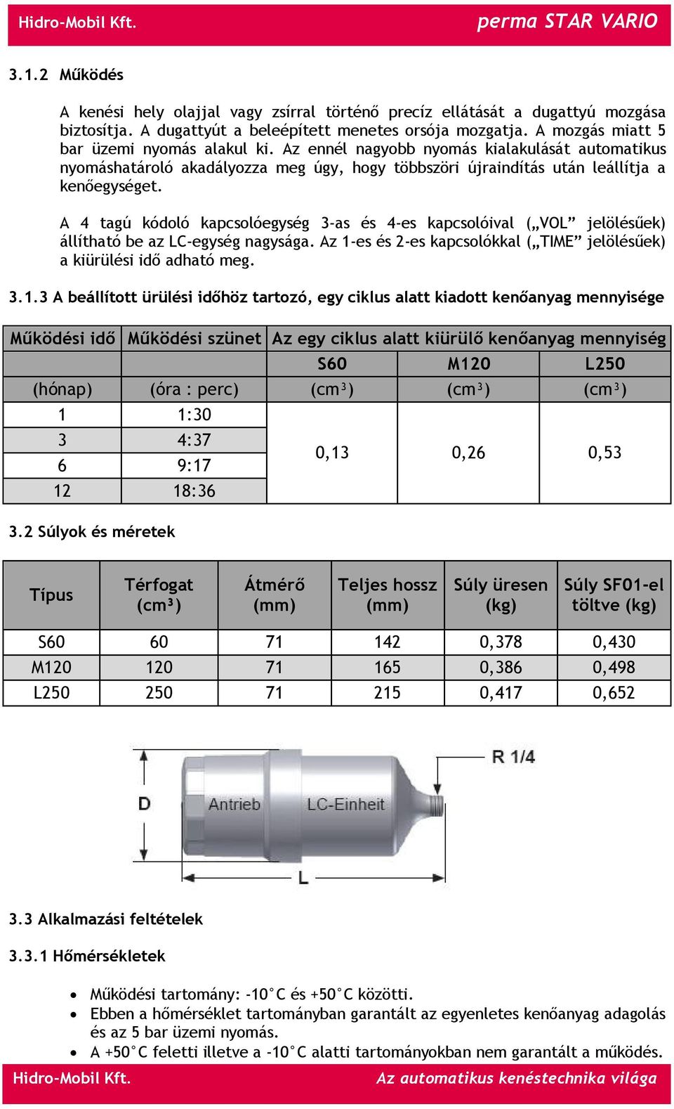 A 4 tagú kódoló kapcsolóegység 3-as és 4-es kapcsolóival ( VOL jelölésűek) állítható be az LC-egység nagysága. Az 1-