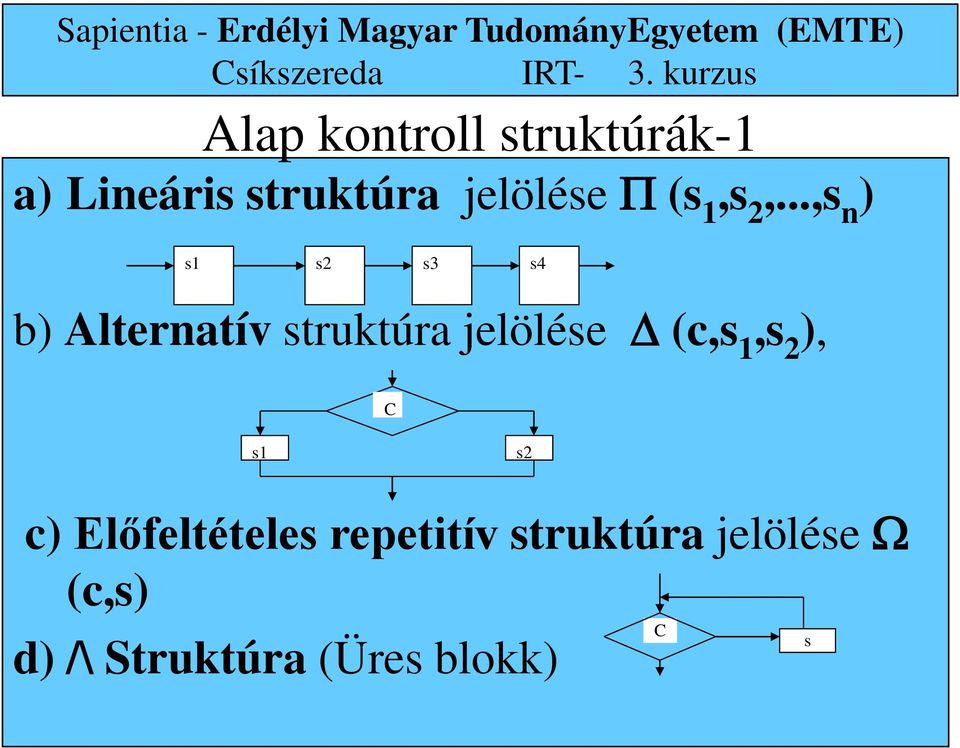 ..,s n ) s1 s2 s3 s4 b) Alternatív struktúra jelölése