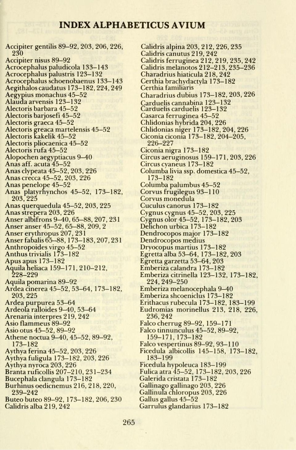 Alectoris kakelik 45-52 Alectoris pliocaenica 45-52 Alectoris rufa 45-52 Alopochen aegyptiacus 9^40 Anas aff.