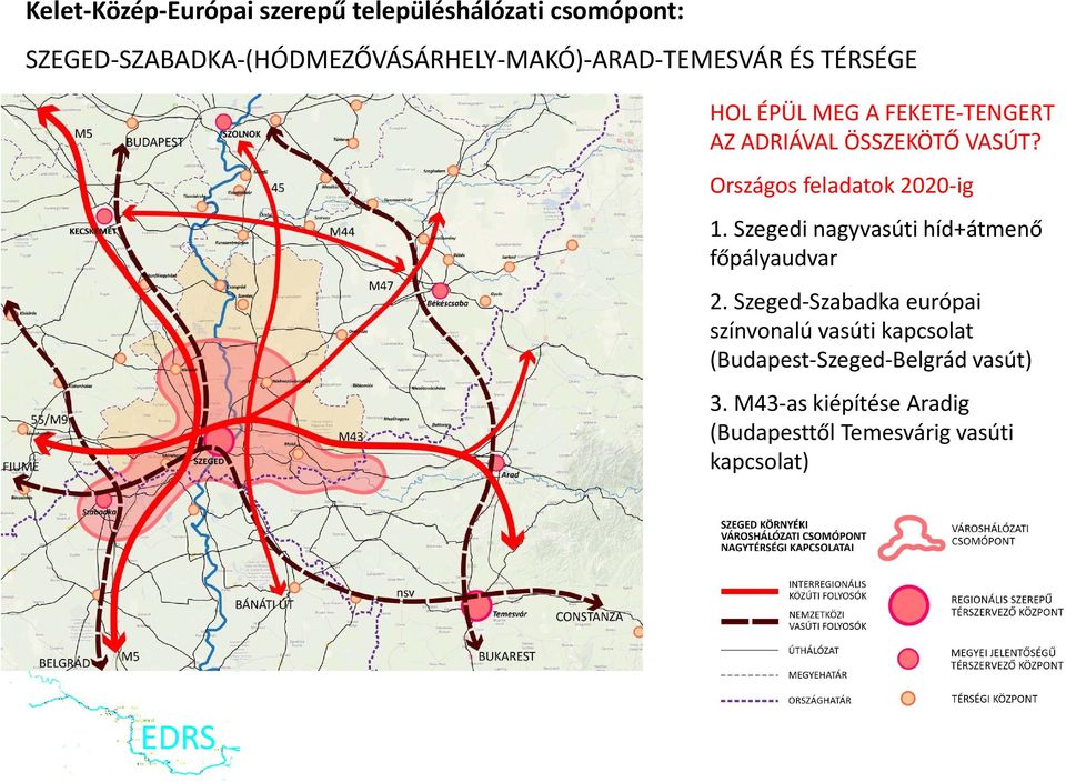 Országos feladatok 2020 ig 1. Szegedi nagyvasúti híd+átmenő főpályaudvar 2.