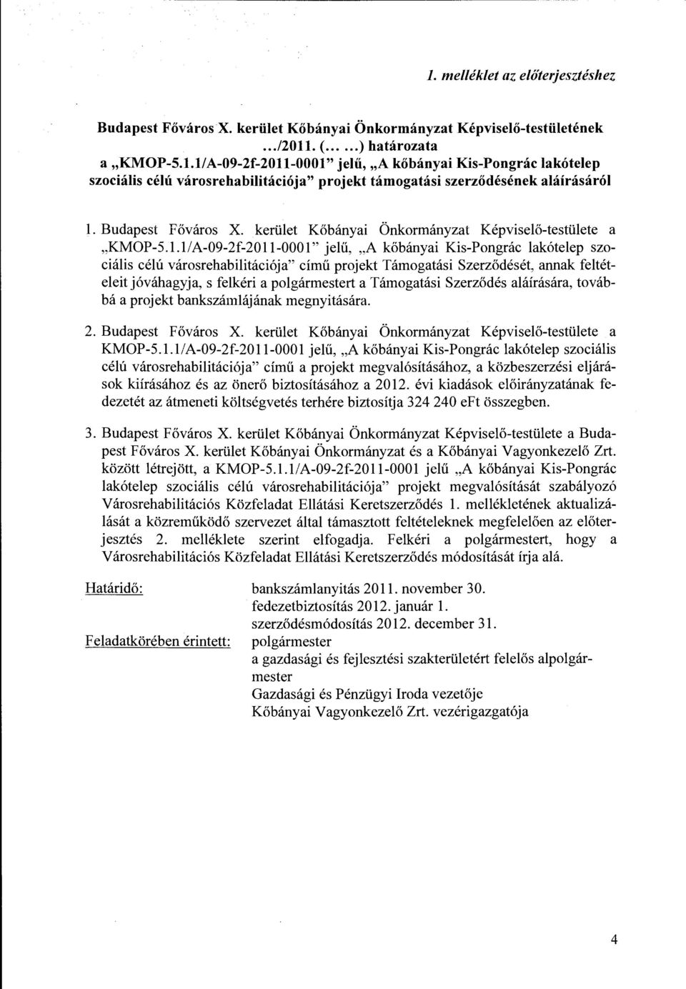 kerület Kőbányai Önkrmányzat Képviselő-testülete a "KMOP-5.1.