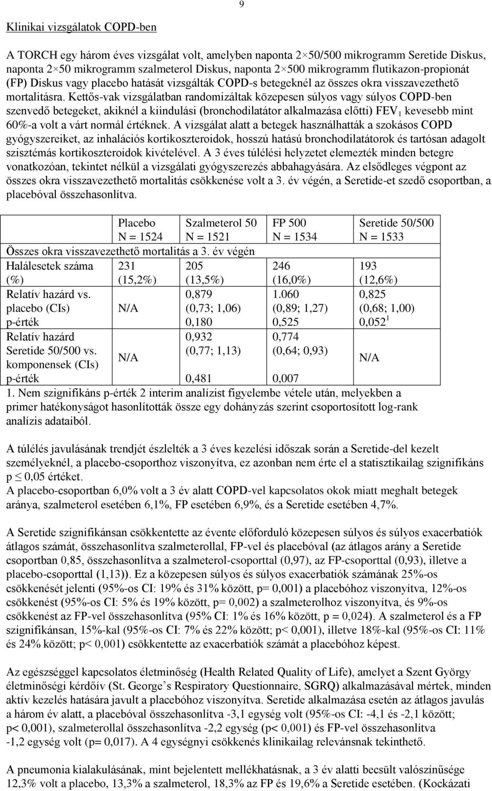 Kettős-vak vizsgálatban randomizáltak közepesen súlyos vagy súlyos COPD-ben szenvedő et, akiknél a kiindulási (bronchodilatátor alkalmazása előtti) FEV 1 kevesebb mint 60%-a volt a várt normál