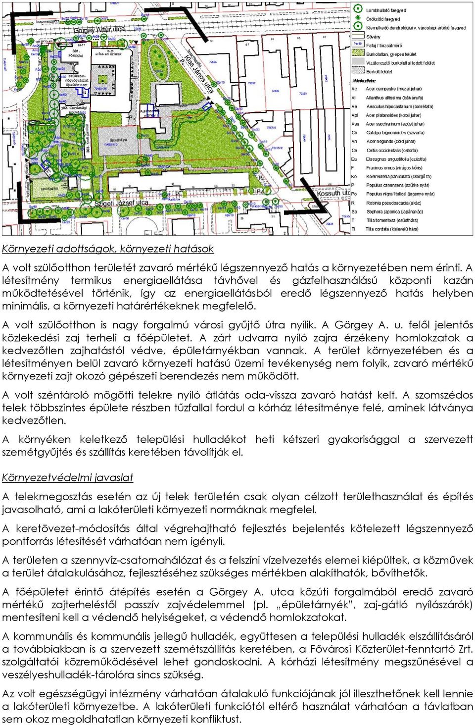 határértékeknek megfelelő. A volt szülőotthon is nagy forgalmú városi gyűjtő útra nyílik. A Görgey A. u. felől jelentős közlekedési zaj terheli a főépületet.