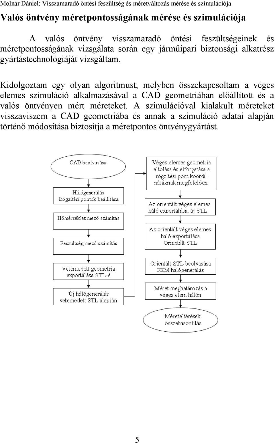 Kidolgoztam egy olyan algoritmust, melyben összekapcsoltam a véges elemes szimuláció alkalmazásával a CAD geometriában előállított és a