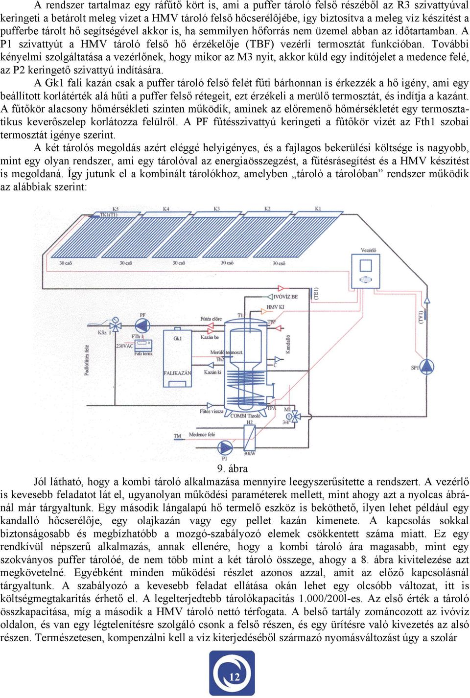 További kényelmi szolgáltatása a vezérlőnek, hogy mikor az M3 nyit, akkor küld egy indítójelet a medence felé, az P2 keringető szivattyú indítására.