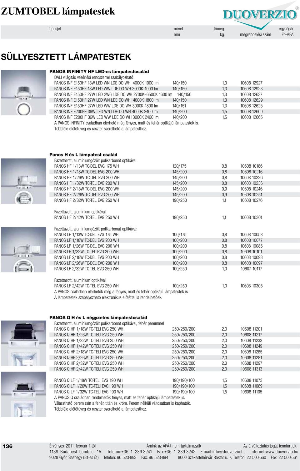 1,3 10608 12637 PANOS INF E150HF 27W LED WN LDE DO WH 4000K 1800 lm 140/150 1,3 10608 12629 PANOS INF E150HF 27W LED WW LDE DO WH 3000K 1800 lm 140/151 1,3 10608 12625 PANOS INF E200HF 36W LED WN LDE