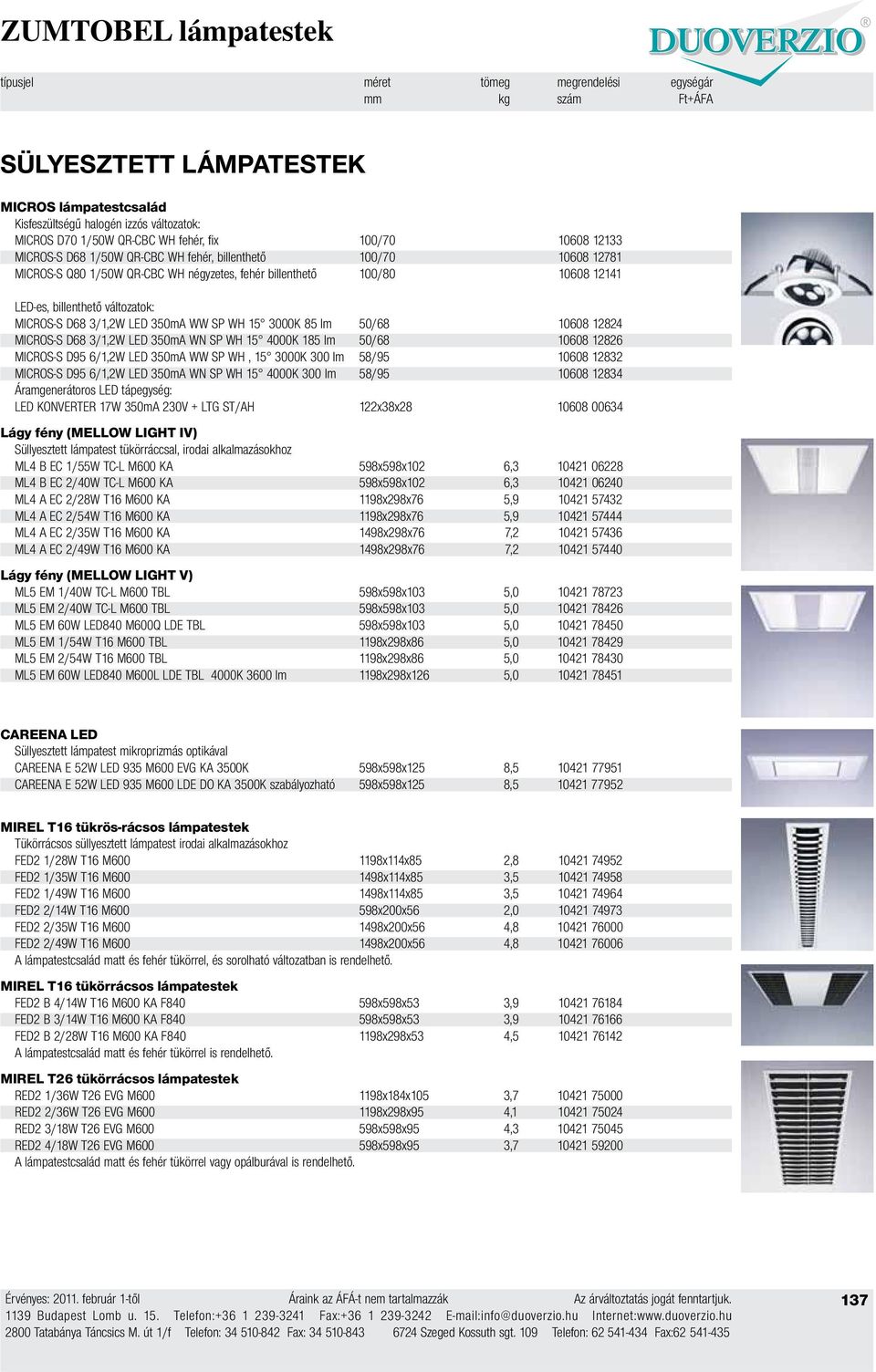 D68 3/1,2W LED 350mA WW SP WH 15 3000K 85 lm 50/68 10608 12824 MICROS-S D68 3/1,2W LED 350mA WN SP WH 15 4000K 185 lm 50/68 10608 12826 MICROS-S D95 6/1,2W LED 350mA WW SP WH, 15 3000K 300 lm 58/95