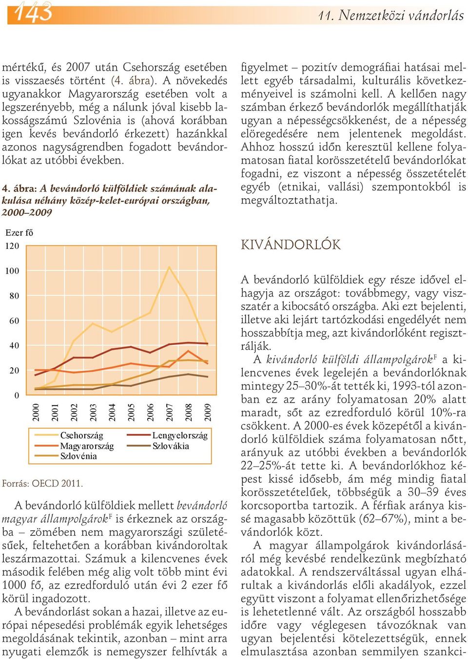 fogadott bevándorlókat az utóbbi években. 4. ábra: A bevándorló külföldiek számának alakulása néhány közép-kelet-európai országban, 2000 2009 Ezer fő 120 100 80 60 40 20 0 Forrás: OECD 2011.