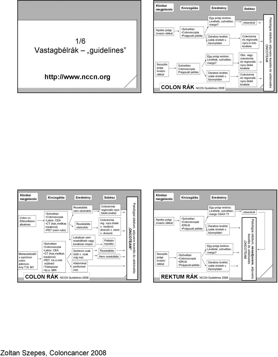 Darabos levétel, széle érintett v. bizonytalan Egy polyp endosc. Levétele, szövettan, margo? Darabos levétel, széle érintett v.