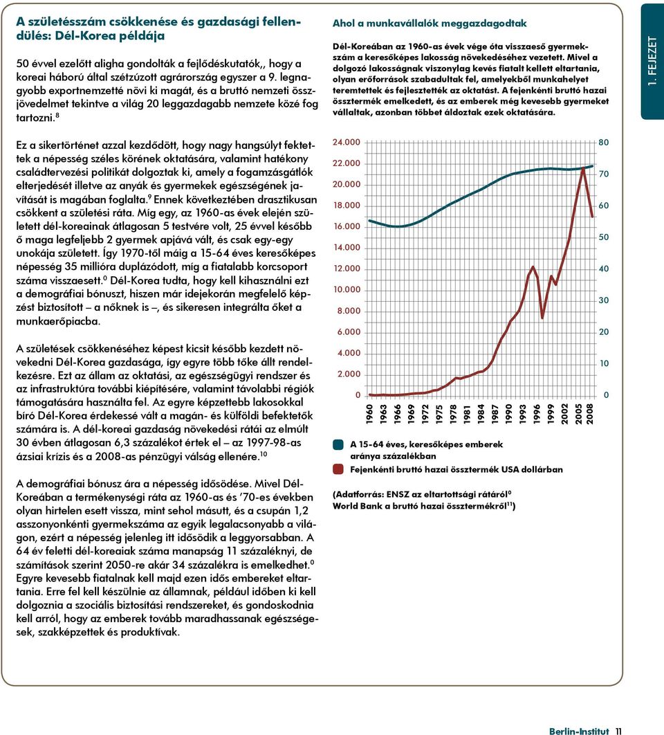 8 Ahol a munkavállalók meggazdagodtak Dél-Koreában az 1960-as évek vége óta visszaeső gyermekszám a keresőképes lakosság növekedéséhez vezetett.