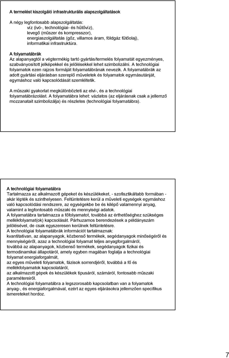 A folyamatábrák Az alapanyagtól a végtermékig tartó gyártás/termelés folyamatát egyezményes, szabványosított jelképekkel és jelölésekkel lehet szimbolizálni.