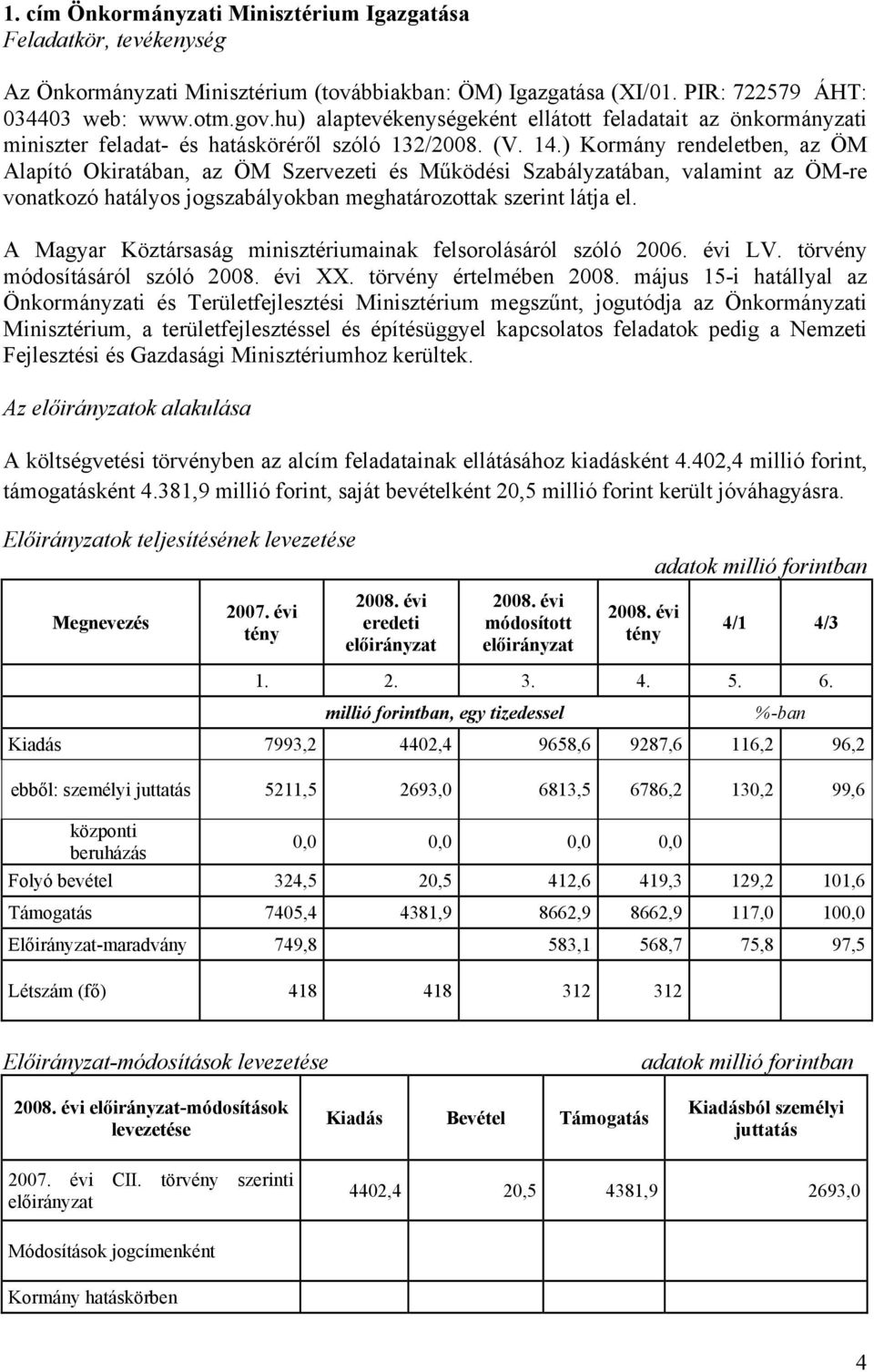 ) Kormány rendeletben, az ÖM Alapító Okiratában, az ÖM Szervezeti és Működési Szabályzatában, valamint az ÖM-re vonatkozó hatályos jogszabályokban meghatározottak szerint látja el.