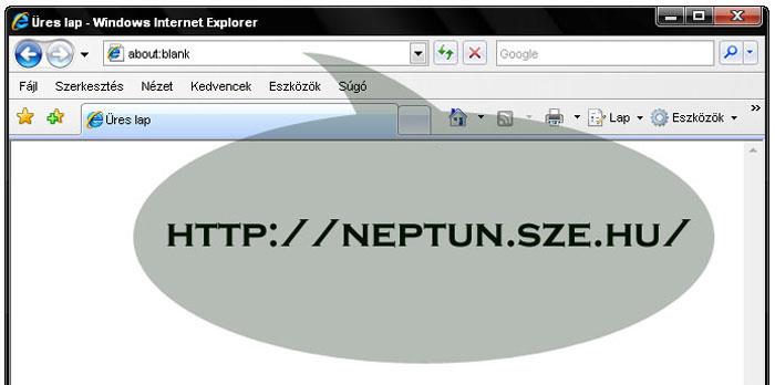Neptun rendszer A böngésző címsávjában gépeld be a Neptun rendszer címét: NEPTUN.SZE.HU 2.