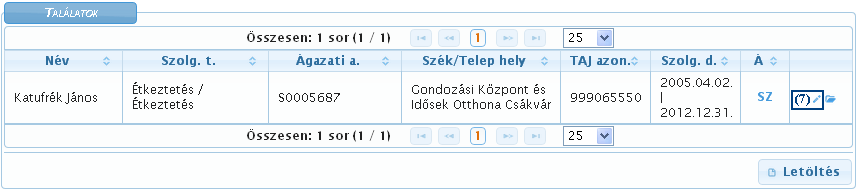 Ha a (6) Rögzítve gombra kattint, akkor a megállapodás vagy határozat Szolgáltatásnyújtás státuszba kerül, amit a rendszer a következő üzenettel nyugtáz: FIGYELEM!