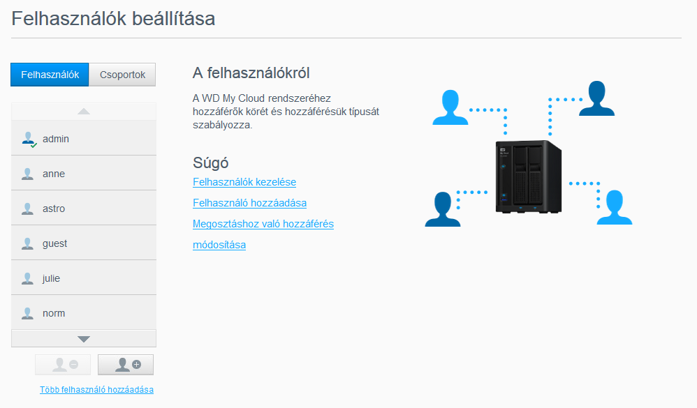 FELHASZNÁLÓK ÉS CSOPORTOK KEZELÉSE 5 Felhasználók és csoportok kezelése Felhasználók A csoportokról Felhasználók A rendszergazda, általában az eszköz tulajdonosa felel az eszköz beállításáért.