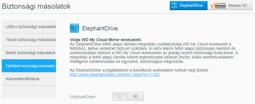 FÁJLOK BIZTONSÁGI MENTÉSE ÉS VISSZAÁLLÍTÁSA 3. Kattintson a képernyő tetején lévő ElephantDrive lehetőségre. 4.