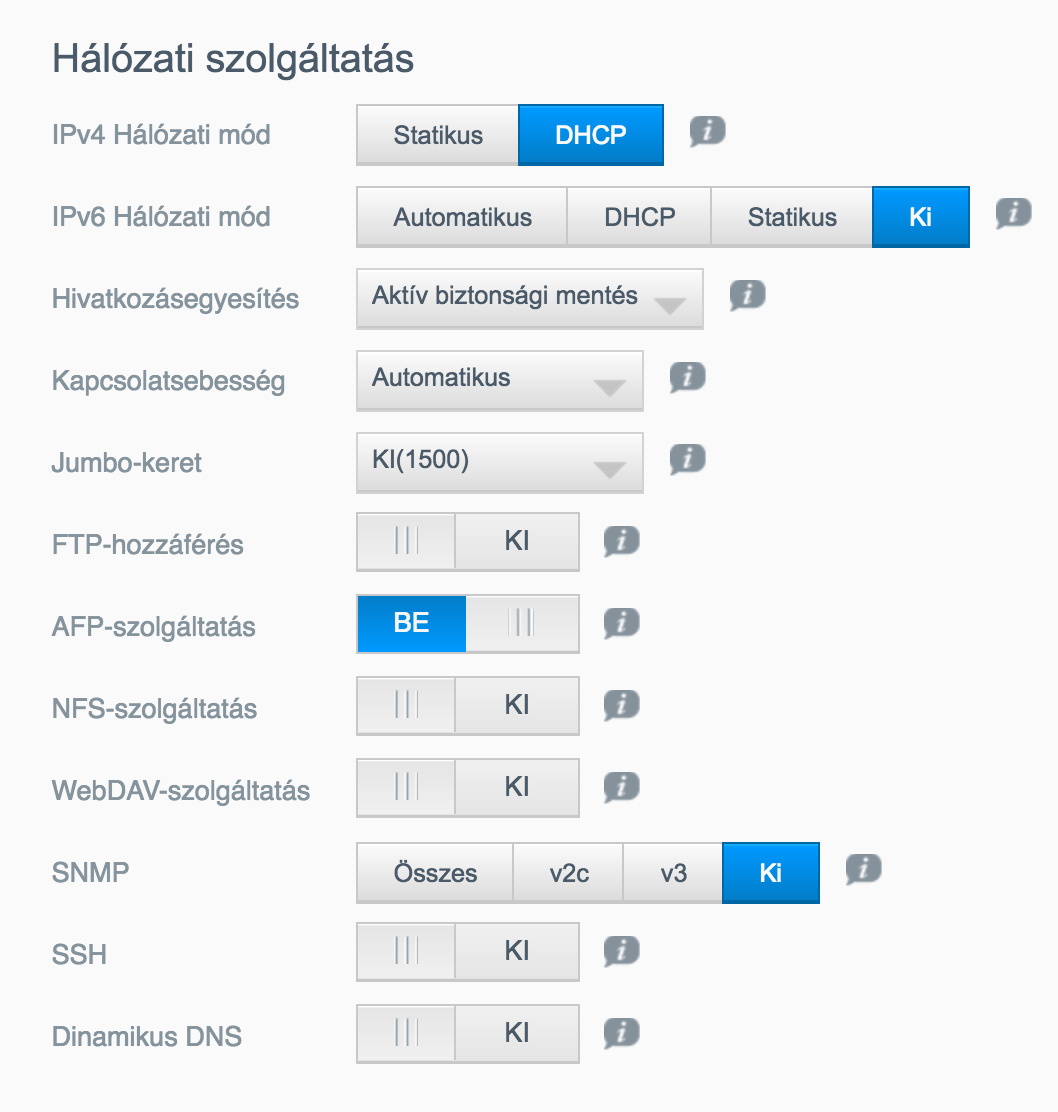 BEÁLLÍTÁSOK KONFIGURÁLÁSA Hálózati profil A Hálózat képernyő Hálózati profil része jeleníti meg a My Cloud eszköz hálózati információit.