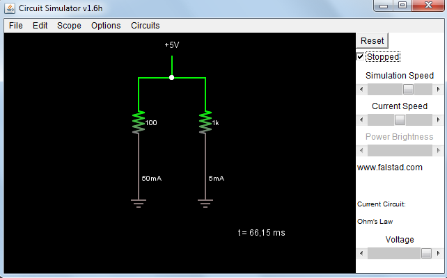 Áramkör szimuláció A http://www.falstad.com/circuit/ címen egy érdekes és hasznos áramkörszimulációs program található. Az alkalmazás futtatásához Java futtatói környezet (JRE 1.