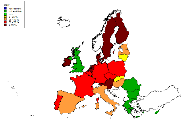 Tejszövetkezetek tagállamonkénti piaci részesedése %, 2010.
