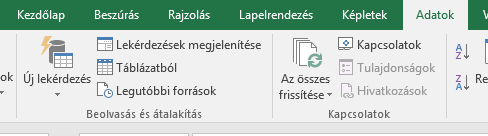 Power Query adatbetöltő alkalmazás Amikor az Új