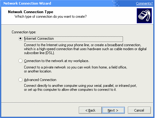 3.2.4 Windows XP a telefonos hálózat konfigurációja Kattintson a "Network Connection Wizard" ikonra ( a "Control Panel" "Network Connections" ben).