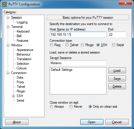 4.1. Csatlakozás lépései a ITRI IWCU egységhez A PuTTY kliens egy ingyenes SSH és Telnet kliens.