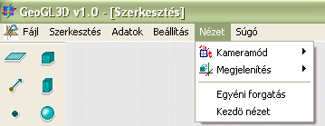 Árnyalás Meghatározza, hogy a szakasz és poligon alapelemek hány színben jelenjenek meg. A konstans árnyalásnál egy és a folytonos árnyálásnál sok különböző színben jelenik meg az objektum.