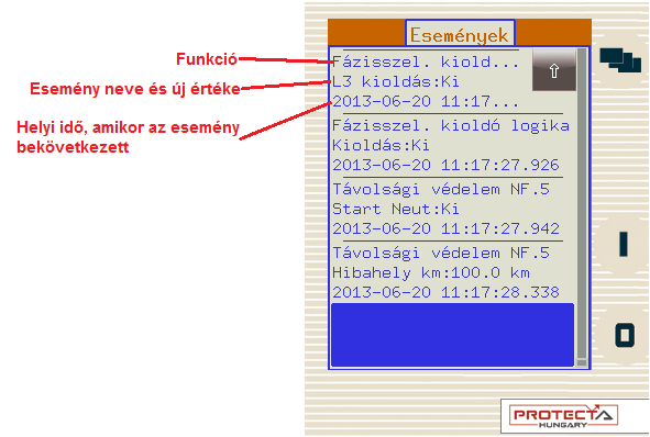 6 Események Az esemény képernyő azoknak az eseményeknek a listáját jelzi ki, amelyek a készülékben és a készülékkel kapcsolatban következnek be.