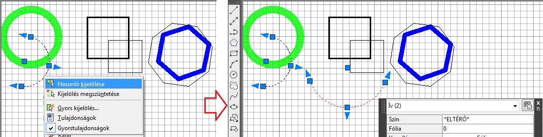 60 AZ AUTOCAD LT 2012 ALAPJAI kiválasztó dobozba került rajzelemeket, ahonnan kattintással választhatunk. 1-25.