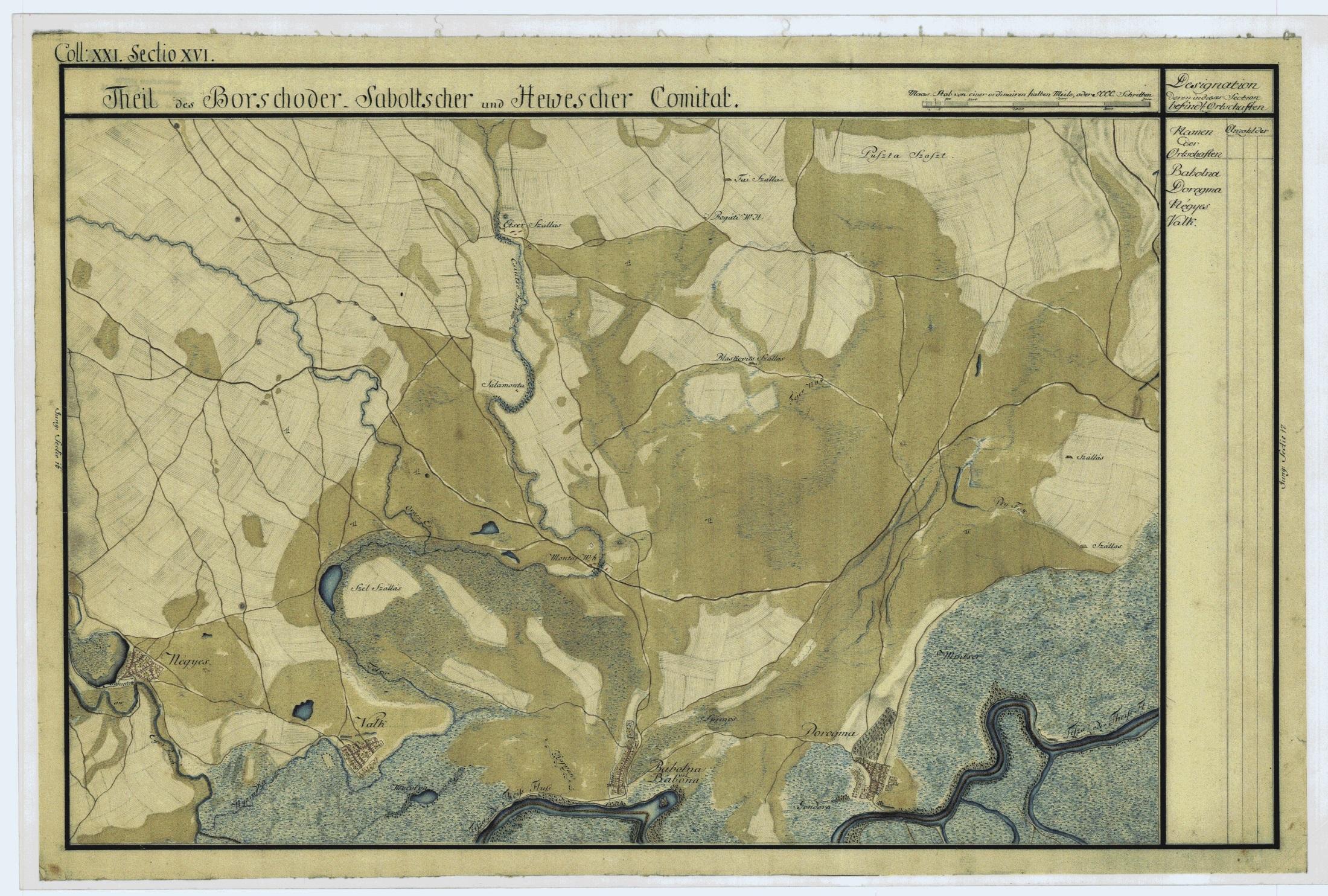 A Borsodi Mezőség az 1780-as katonai felmérés térképén Forrás: Előzmények, amelyek