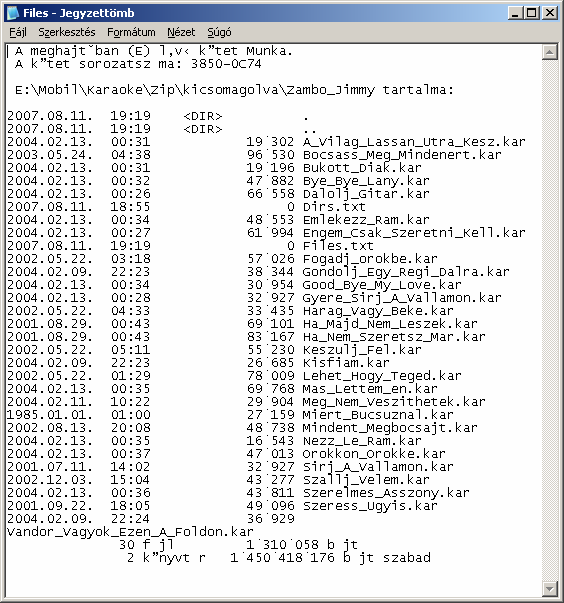 txt elkészítéséhez egy régi Ms-Dos trükköt fogunk alkalmazni: Írjuk be a Total Commander alsó beviteli mezıjébe az alábbiakat: Dir >Files.