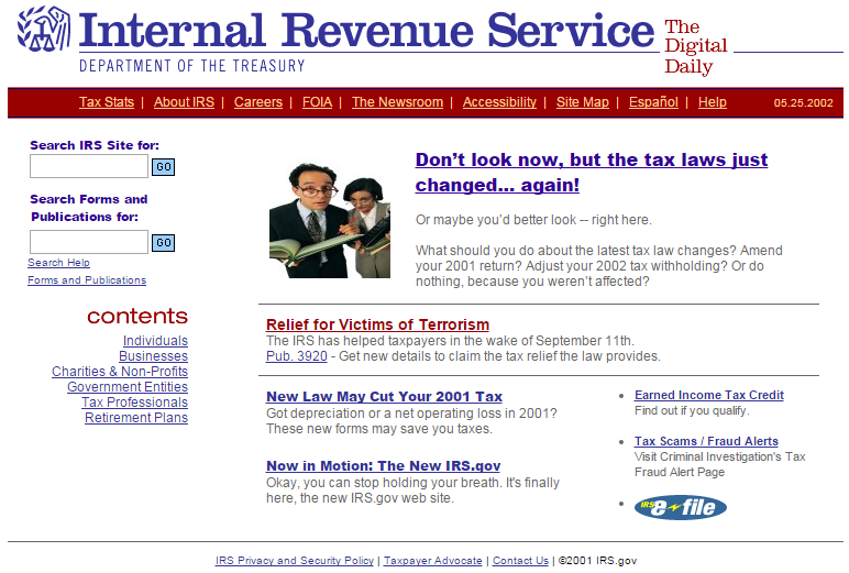 Elektrnizálási útmutató U. S. Internal Revenue Service webldala, 2002. U. S. Internal Revenue Service webldala, 2015.