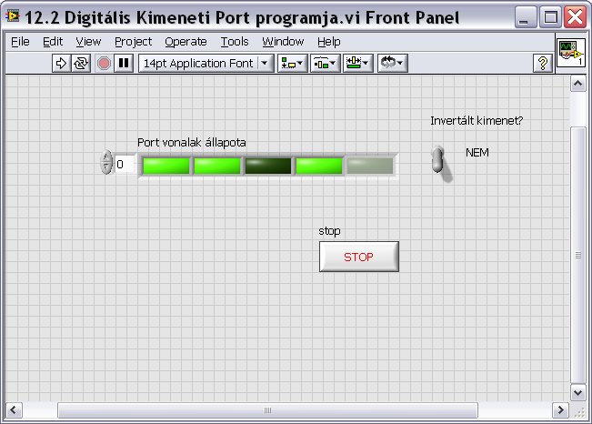 12.31. ábra A Digitális Kimenti Port programja VI Front Panel-ja 12.32.