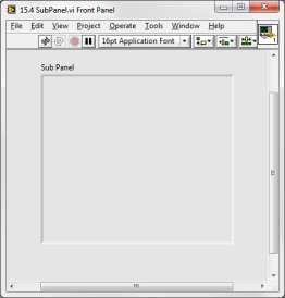 Ha a SubPanel objektumot elhelyezzük a VI Front panel-ére a 15.13.