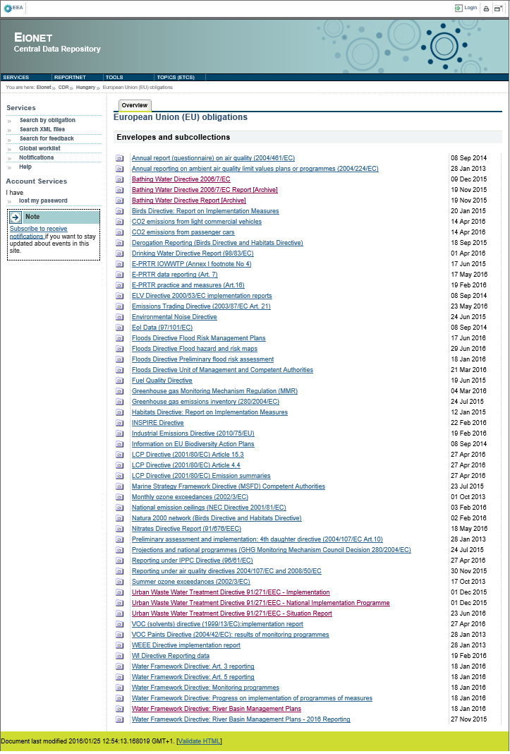 CDR Central Data Repository A központi adattár (CDR Central Data Repository) könyvtárszerkezete: minden országnak saját borítékja van továbblépés