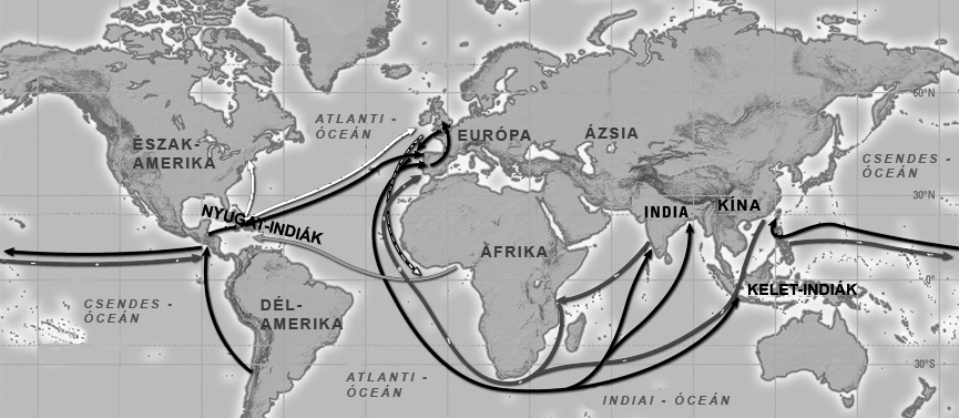 14. A feladat a kapitalista világgazdasághoz kapcsolódik. (E/hosszú) Mutassa be a források és ismeretei segítségével a XVI. században kialakult világkereskedelmet!
