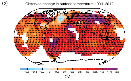 A földfelszíni hőmérséklet 1901-2012 között megfigyelt
