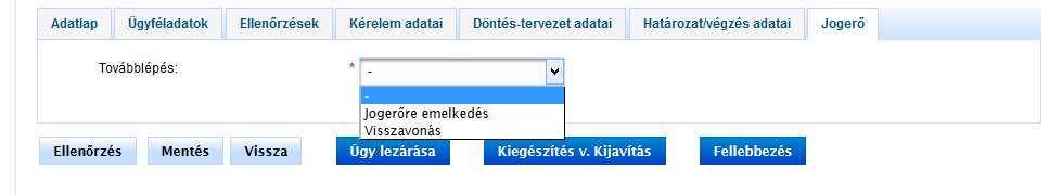 Abban az esetben, ha döntés és kiadmányozáskor szeretnénk módosítani az ellátás adatait, akkor az Önellenőrzés funkcióra kell klikkelnünk.