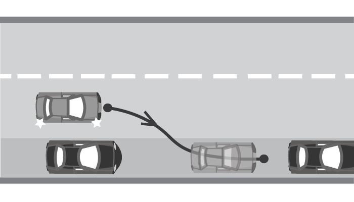 M5 - Parkolás úttal párhuzamosan előremenetben A feladatot két várakozó jármű közé történő parkolással kell végrehajtani úgy, hogy a feladat végrehajtása után a jármű kijelölt várakozó helyen az