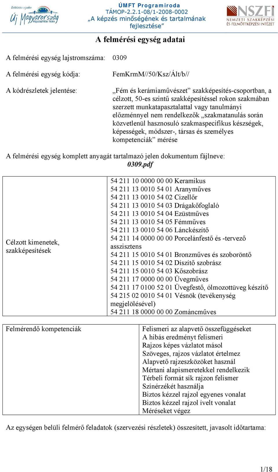 szakmaspecifikus készségek, képességek, módszer-, társas és személyes kompetenciák mérése A felmérési egység komplett anyagát tartalmazó jelen dokumentum fájlneve: 0309.