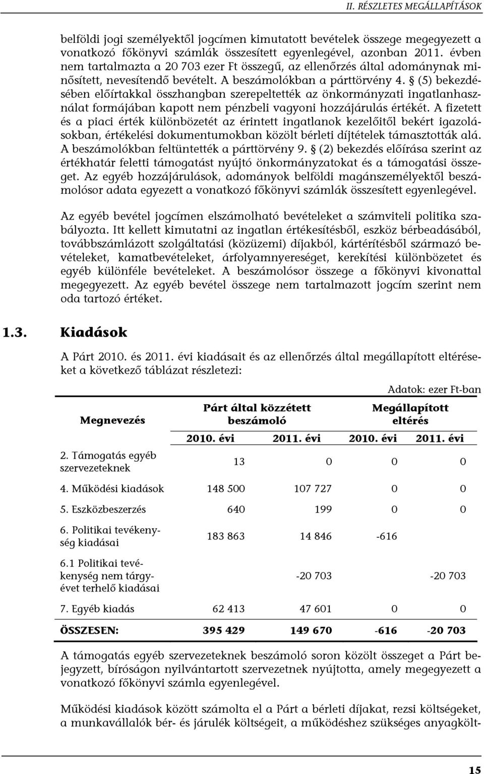 (5) bekezdésében előírtakkal összhangban szerepeltették az önkormányzati ingatlanhasználat formájában kapott nem pénzbeli vagyoni hozzájárulás értékét.