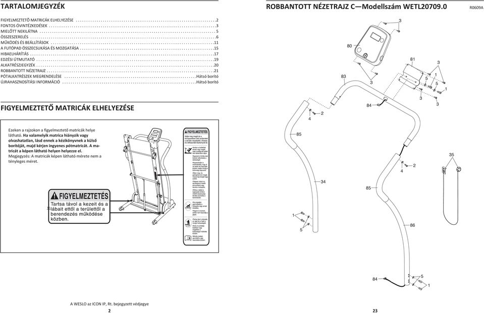 .........................................................................................6 MŰKÖDÉS ÉS BEÁLLÍTÁSOK............................................................................... A FUTÓPAD ÖSSZECSUKÁSA ÉS MOZGATÁSA.