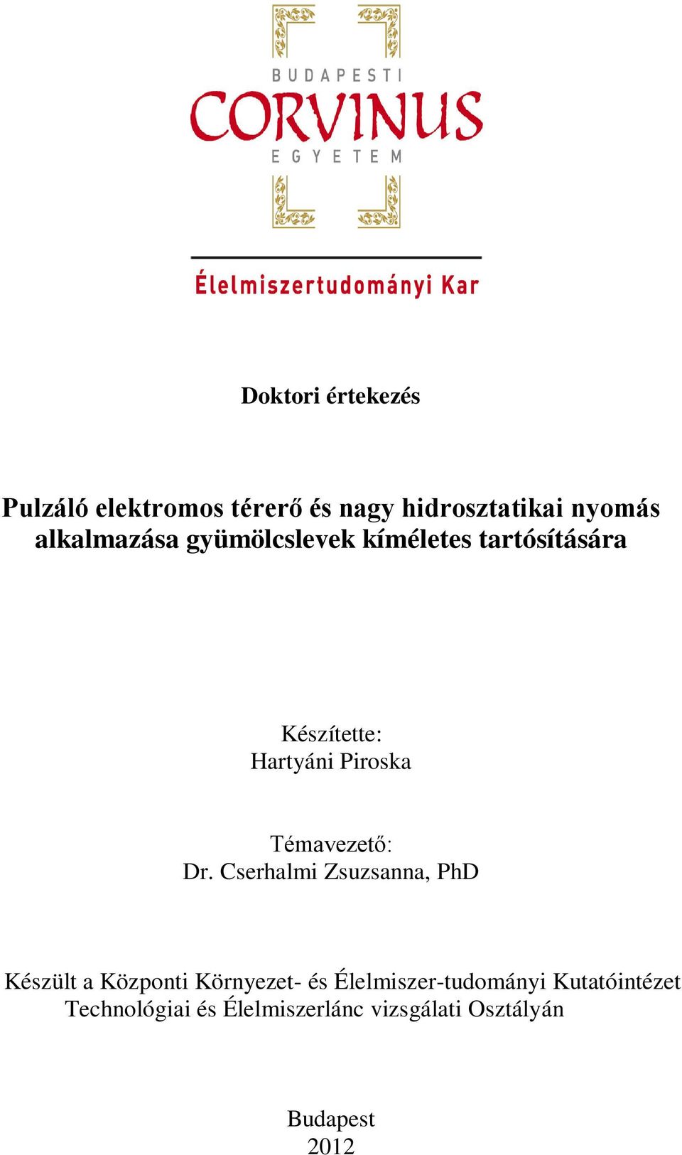 Témavezető: Dr.