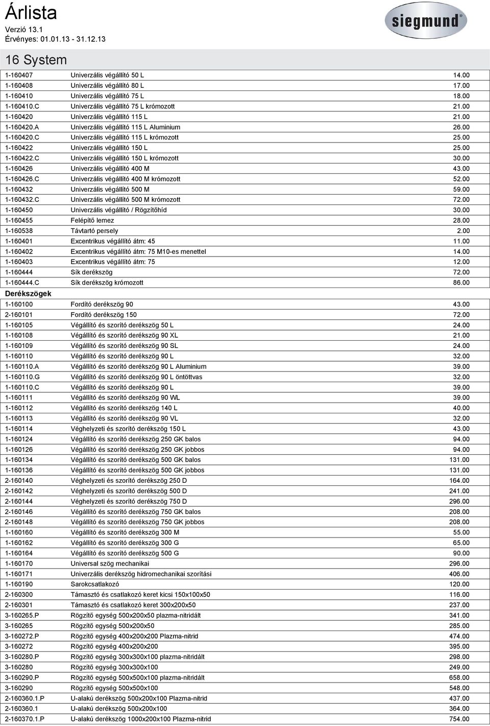 00 1-160422 Univerzális végállító 150 L 25.00 1-160422.C Univerzális végállító 150 L krómozott 30.00 1-160426 Univerzális végállító 400 M 1-160426.C Univerzális végállító 400 M krómozott 52.