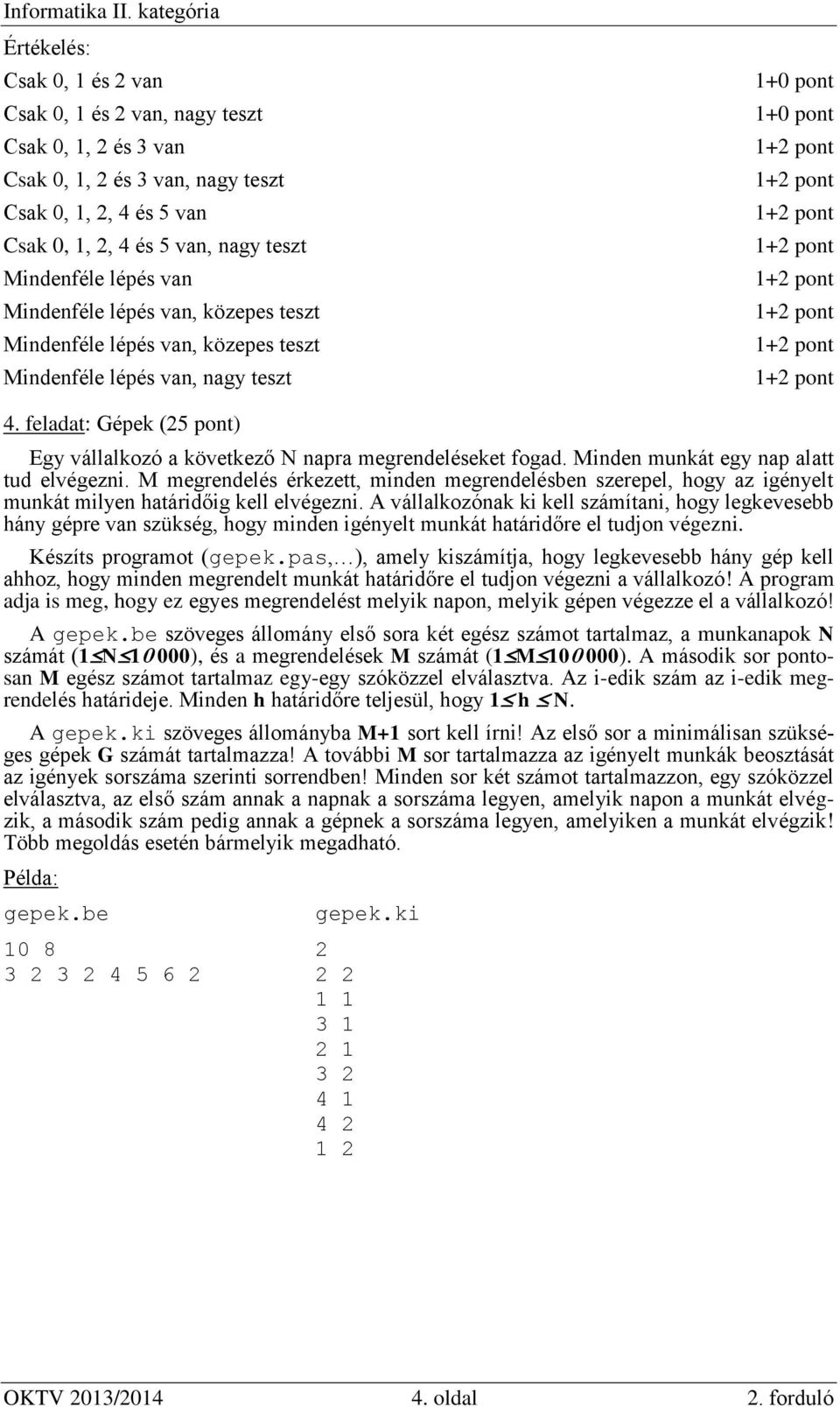 Minden munkát egy nap alatt tud elvégezni. M megrendelés érkezett, minden megrendelésben szerepel, hogy az igényelt munkát milyen határidőig kell elvégezni.