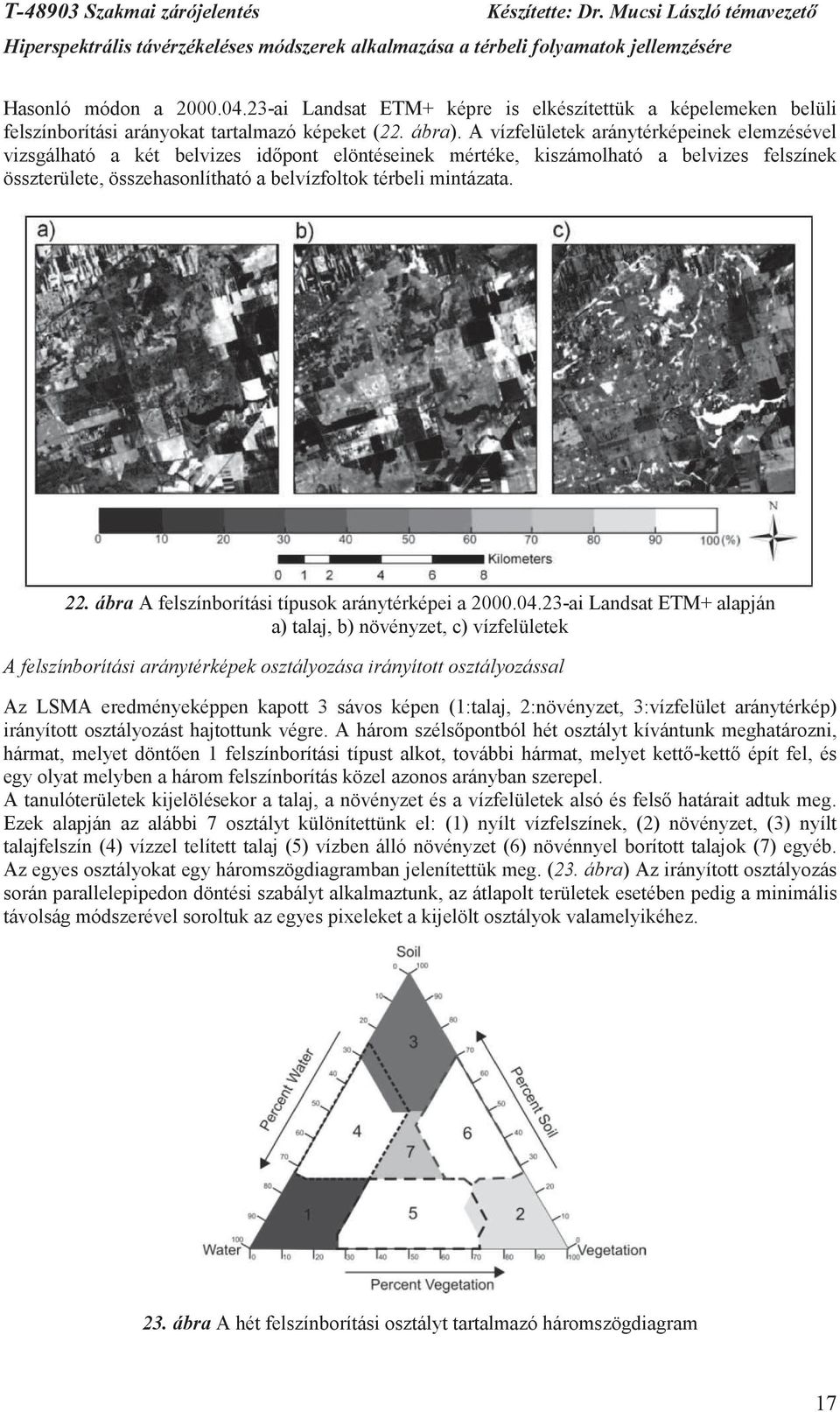 22. ábra A felszínborítási típusok aránytérképei a 2000.04.