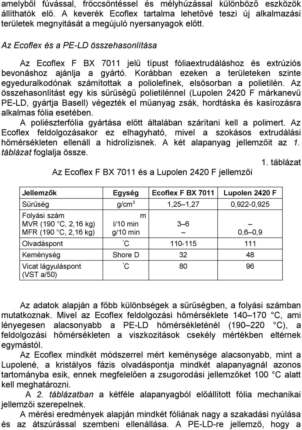 Korábban ezeken a területeken szinte egyeduralkodónak számítottak a poliolefinek, elsősorban a polietilén.