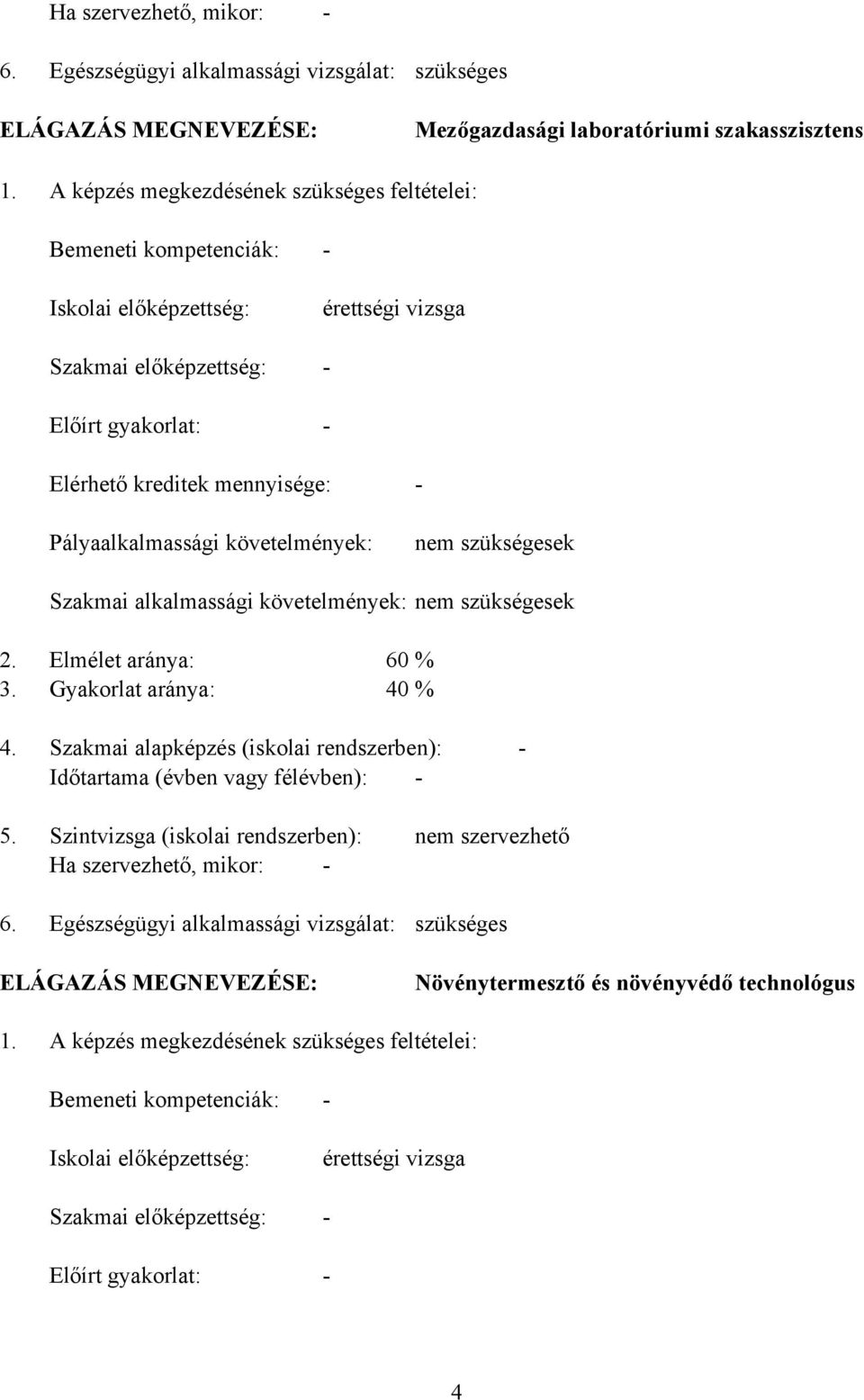 Pályaalkalmassági követelmények: nem szükségesek Szakmai alkalmassági követelmények: nem szükségesek 2. Elmélet aránya: 60 3. Gyakorlat aránya: 40 % % 4.