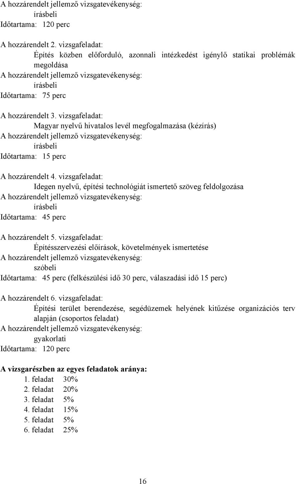 vizsgafeladat: Idegen nyelvű, építési technológiát ismertető szöveg feldolgozása írásbeli Időtartama: 45 perc A hozzárendelt 5.