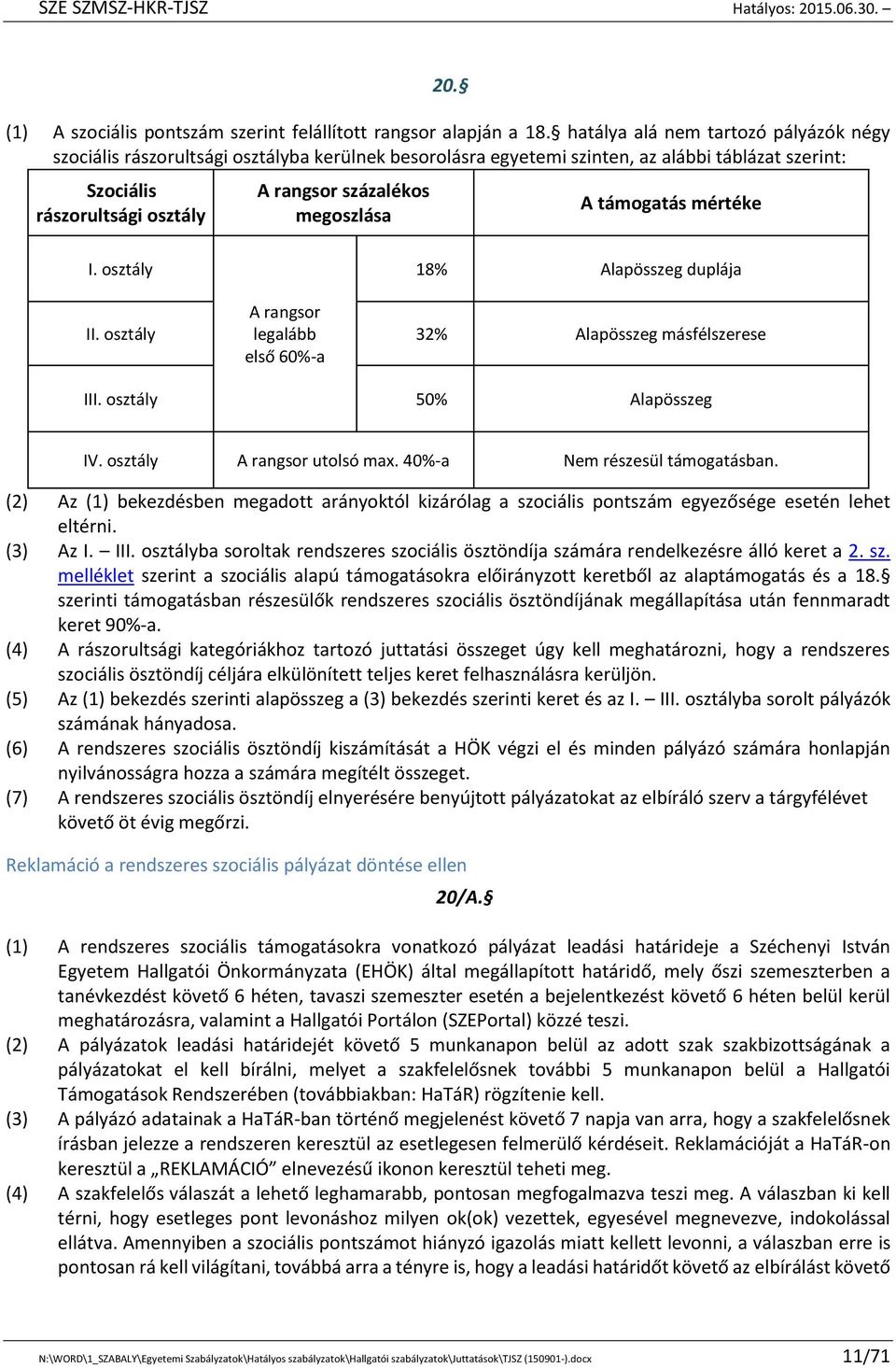 megoszlása A támogatás mértéke I. osztály 18% Alapösszeg duplája II. osztály A rangsor legalább első 60%-a 32% Alapösszeg másfélszerese III. osztály 50% Alapösszeg IV. osztály A rangsor utolsó max.